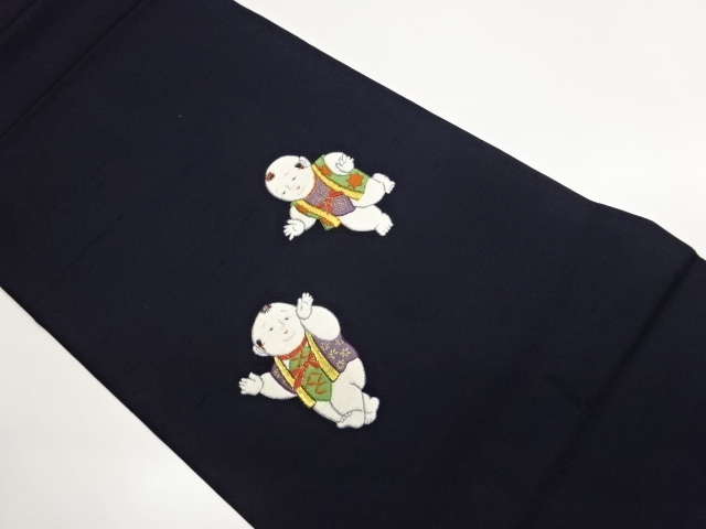 JAPANESE HIRAKI NAGOYA OBI / EMBROIDERY / TSUMUGI / CHILDREN